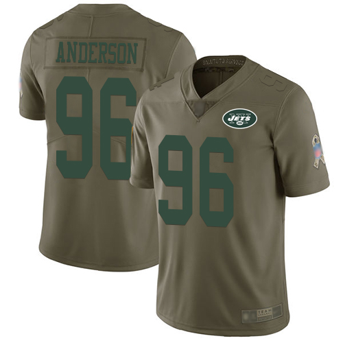 New York Jets Limited Olive Youth Henry Anderson Jersey NFL Football #96 2017 Salute to Service->youth nfl jersey->Youth Jersey